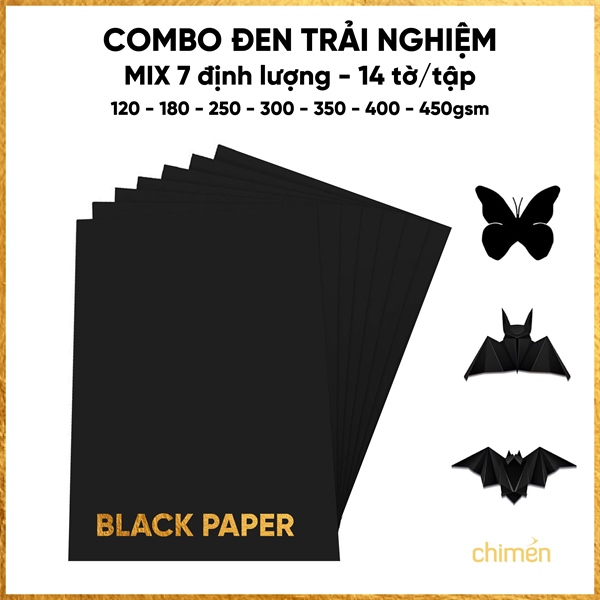 COMBO trải nghiệm bìa đen mix định lượng (14 tờ/tập)