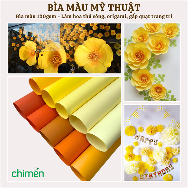 Giấy màu Carnaval CMC 120gsm tone Vàng Cam (50 tờ)