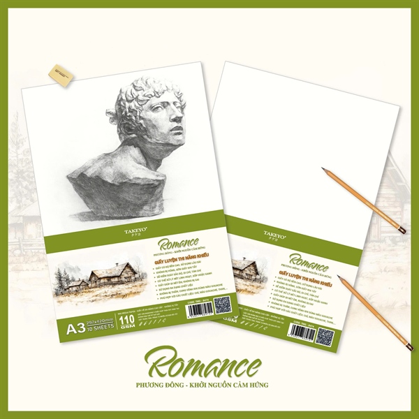 Giấy vẽ Romance 110gsm A1 thiếu dạng cuộn