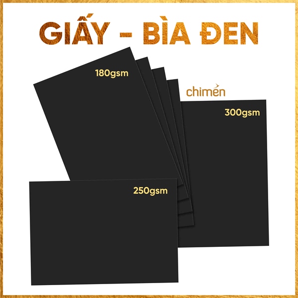 Giấy bìa đen định lượng 250gsm tập 10 tờ
