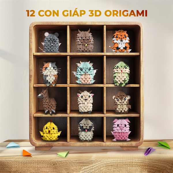Thành phẩm đã xếp hình Origami 12 con giáp